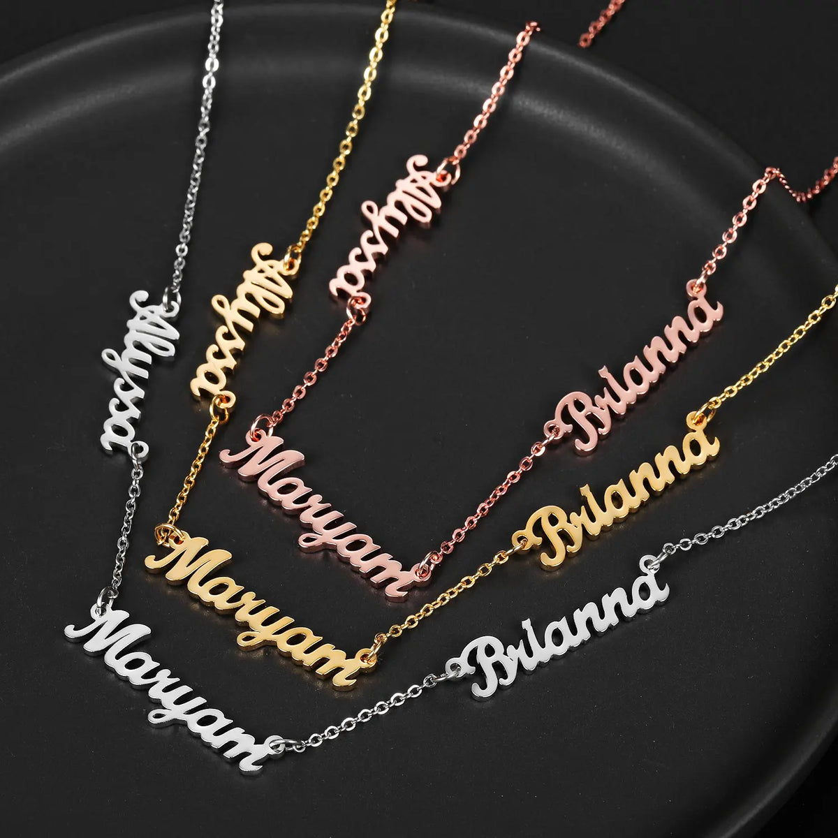 AS520  Multiple Names Custom Cut Necklace Personalized Gift Stainless Steel Letter Necklace Family Mothering Sunday  Gold Silver Color For Mother's Day