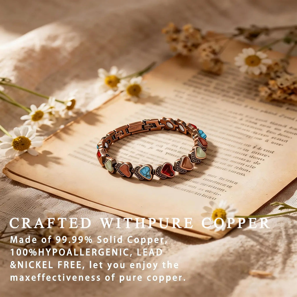 Copper Bracelet for Women, Pure Copper Magnetic Bracelets ,Natural Unique Gemstone,Gifts for Women Trendy Stack Bangle Trendy Jewellery Accessories