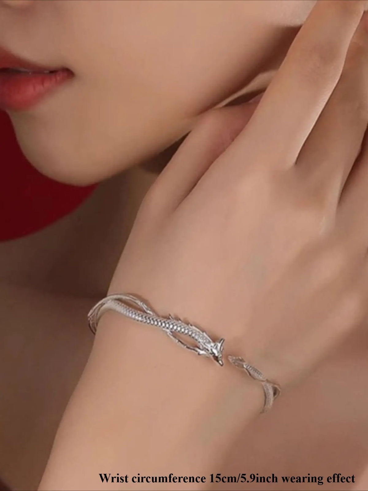 Vintage Dragon Design Adjustable Open Bracelet, Adjustable Minimalist Bangle, Creative and Unique Women's Daily Commute Accessory, Versatile Fashion Jewelry