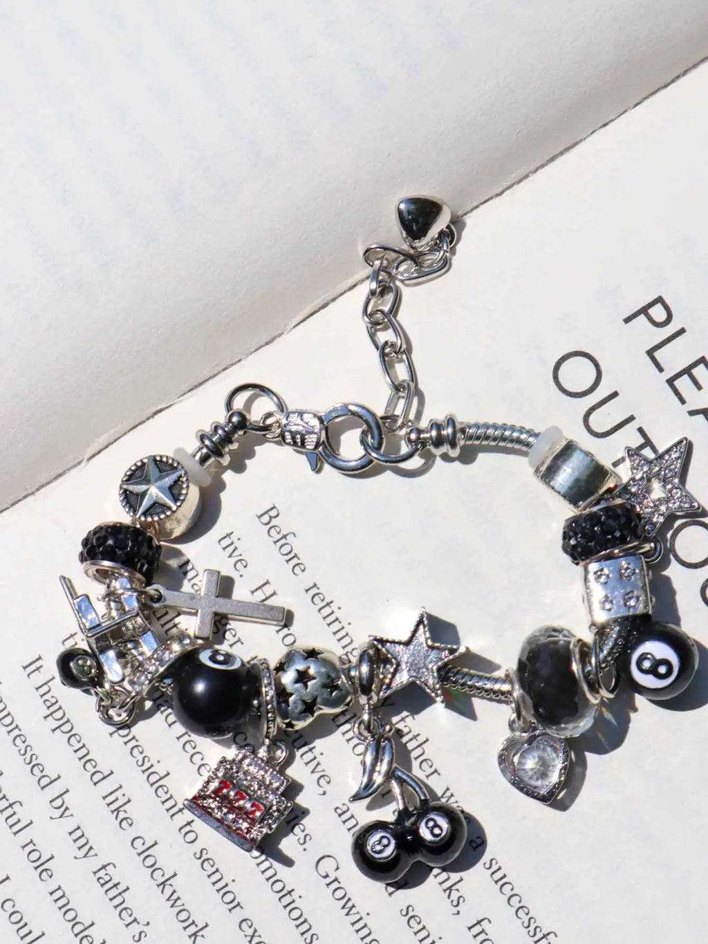 8-Ball Cherry Charm Bracelet, Star Girl Bracelet, Devil Number 777 Bracelet, Fashion Street Retro Heart Bracelet, Beaded Charm Bracelet, Bracelet With Charms, Fashionable Bracelet, Jewelry Bracelet
