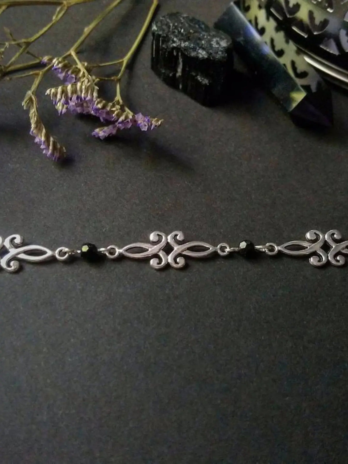 Vintage Glass Bead Floral Necklace for Women, Gothic Creative Personality Party Vacation Necklace, Unique Jewelry Accessory, Dainty Necklaces, Flower Necklace, Beaded Chains
