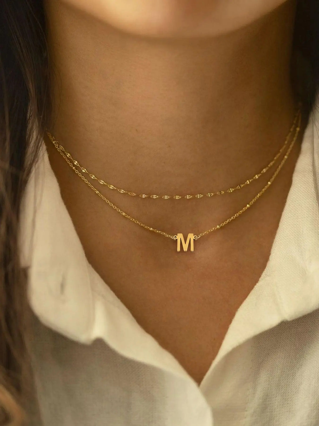 Simple Letter Detail Initial Pendant Necklace & Chain Necklace Set, Dainty Initial Necklaces, Fashion Jewelry for Party, Daily Decor, Trendy All-match & Exquisite Jewelry for Birthday Gift