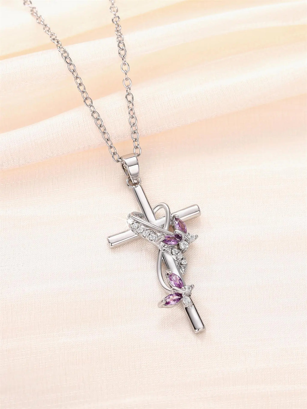 Women's Elegant Cross Charm Decor Pendant Necklace, Exquisite Trendy Pendant Necklace, Chic Jewelry As Gift for Girlfriend, Coptic Cross Necklace, Faith Necklace, Cross Chain Design