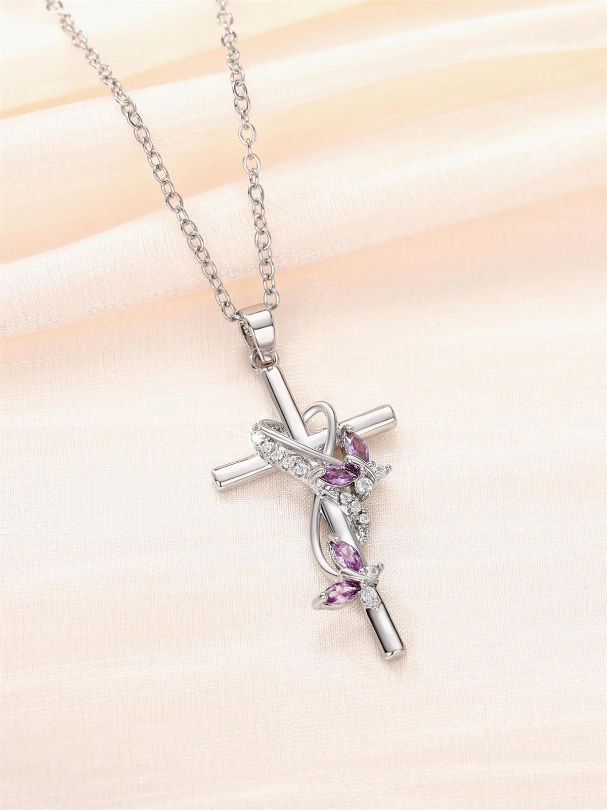 Women's Elegant Cross Charm Decor Pendant Necklace, Exquisite Trendy Pendant Necklace, Chic Jewelry As Gift for Girlfriend, Coptic Cross Necklace, Faith Necklace, Cross Chain Design
