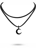 Gothic Boho Layered Black Crescent Moon Choker, Moon Necklace for Women, Gothic Emo Grunge Necklace, Goth Jewelry, Fashionable Accessory, Christmas Jewelry Gift for Women, Modern Versatile Accessories#Fashionweek#Fallfreshness#test