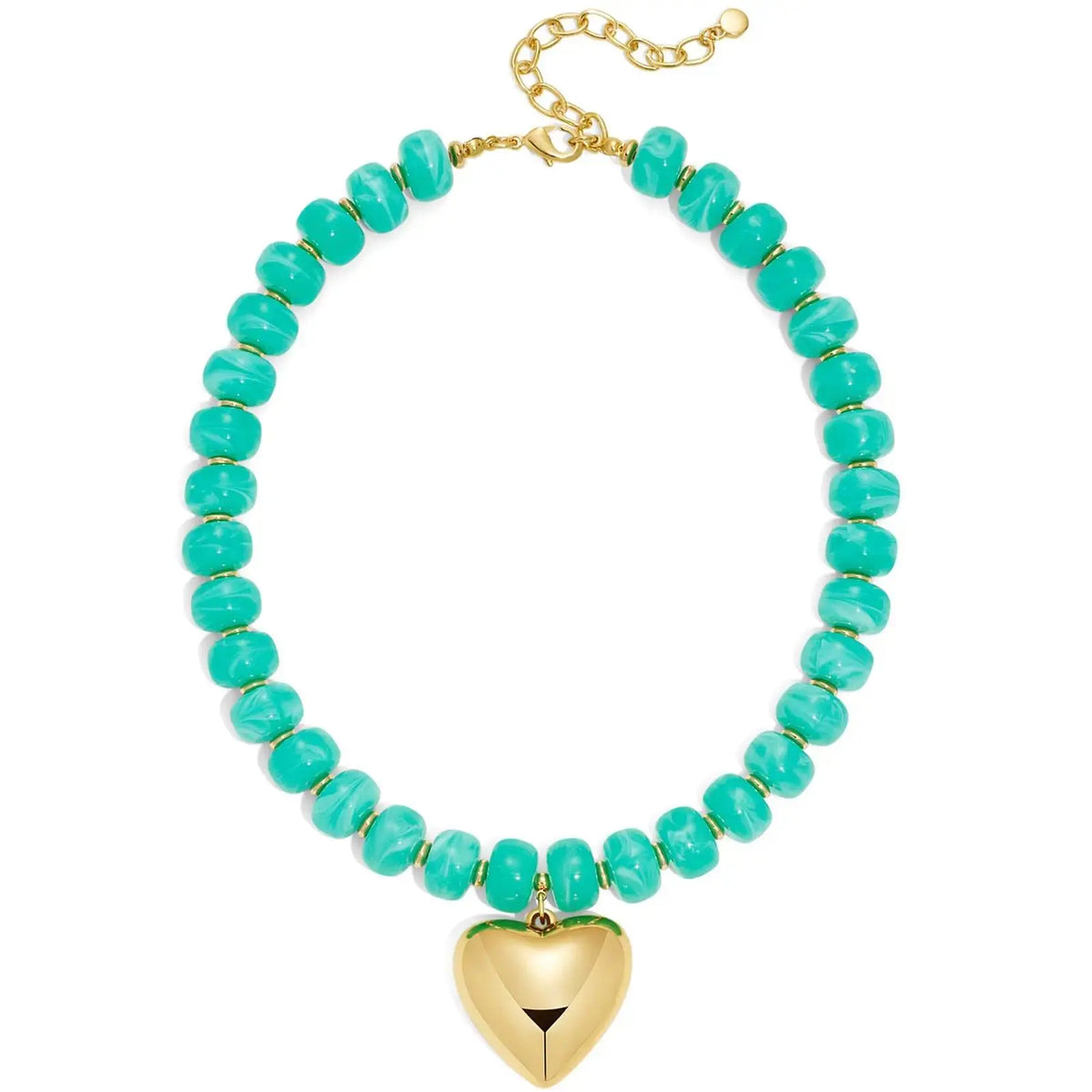 2026 Chunky Heart Necklaces for Women Colorful Resin Beaded Choker Necklace Gold Puffy Heart Statement Necklace Trendy Acrylic Choker Jewelry