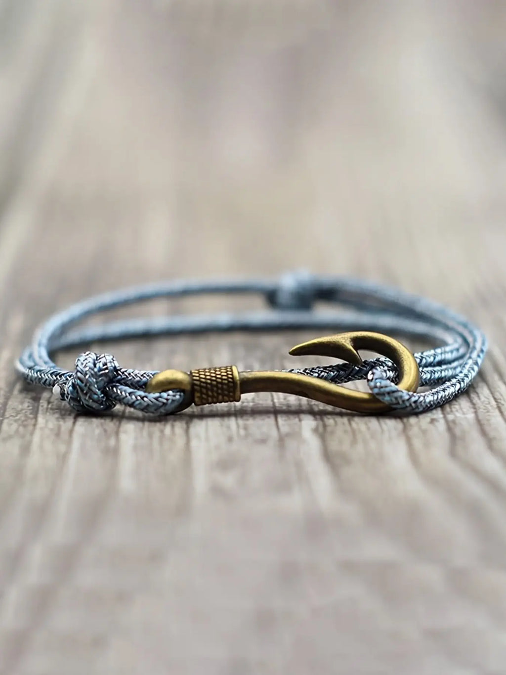 Fashionable retro fish hook anchor chain bracelet jewelry, with double-layer adjustable milan rope, unisex braided bracelet, is an ideal choice for sailing adventures and gifts