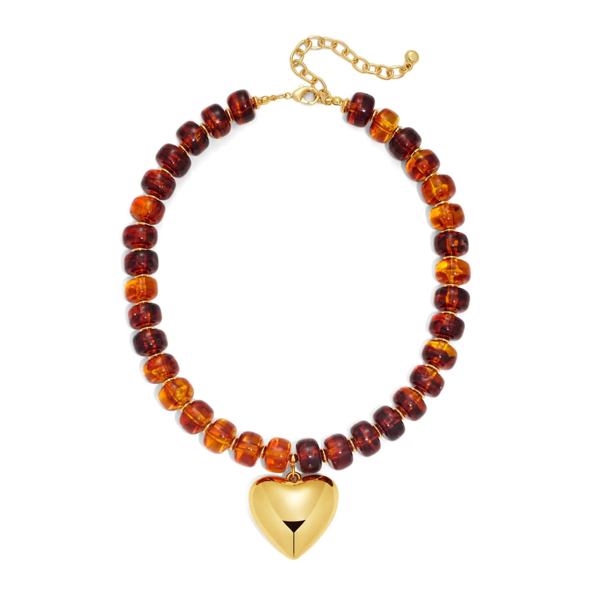 Chunky Heart Necklaces for Women Colorful Resin Beaded Choker Necklace Gold Puffy Heart Statement Necklace Trendy Acrylic Choker Jewelry