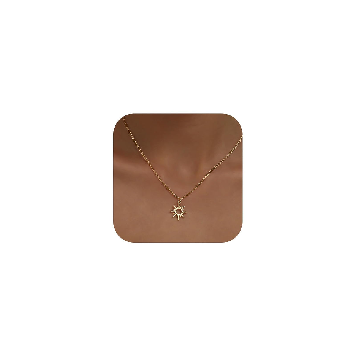 Gold Necklace for Women 14K Gold Plated Dainty Pendant Chain Puffy Heart Italian Horn Radiant Sun Compass CZ Teardrop Bow Charm Trendy Jewelry Gift