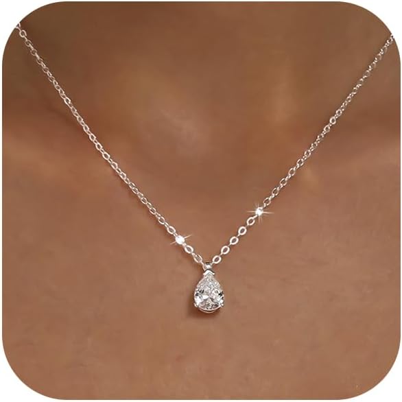 Gold Necklace for Women 14K Gold Plated Dainty Pendant Chain Puffy Heart Italian Horn Radiant Sun Compass CZ Teardrop Bow Charm Trendy Jewelry Gift