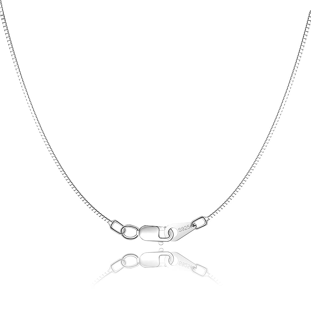 Jewlpire 18K Gold Plated 925 Sterling Silver Chain Necklace for Women Girls, 0.8mm Box Chain Lobster Claw Clasp-Super Thin & Strong Necklace Chain 16/18/20/22/24 Inch