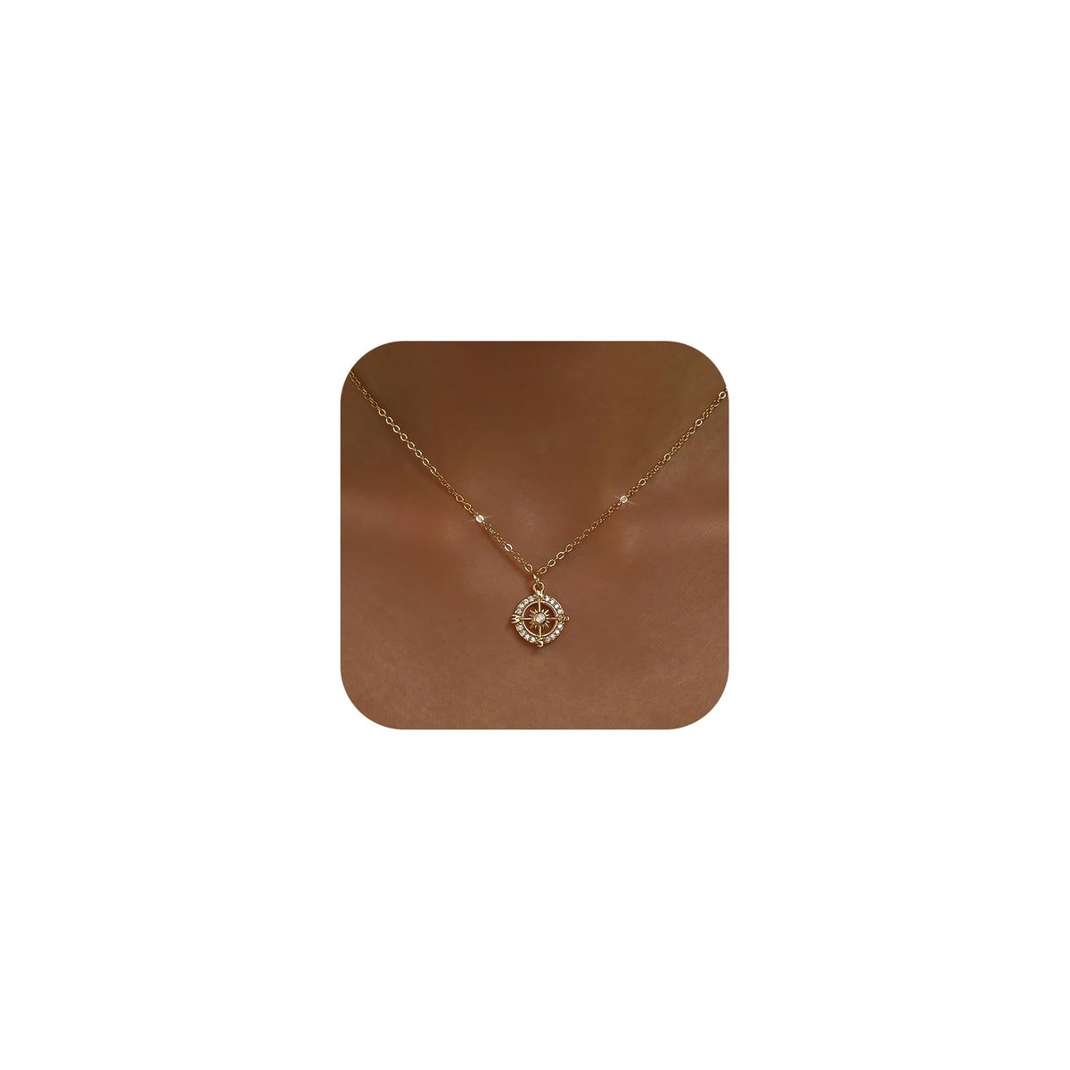 Gold Necklace for Women 14K Gold Plated Dainty Pendant Chain Puffy Heart Italian Horn Radiant Sun Compass CZ Teardrop Bow Charm Trendy Jewelry Gift