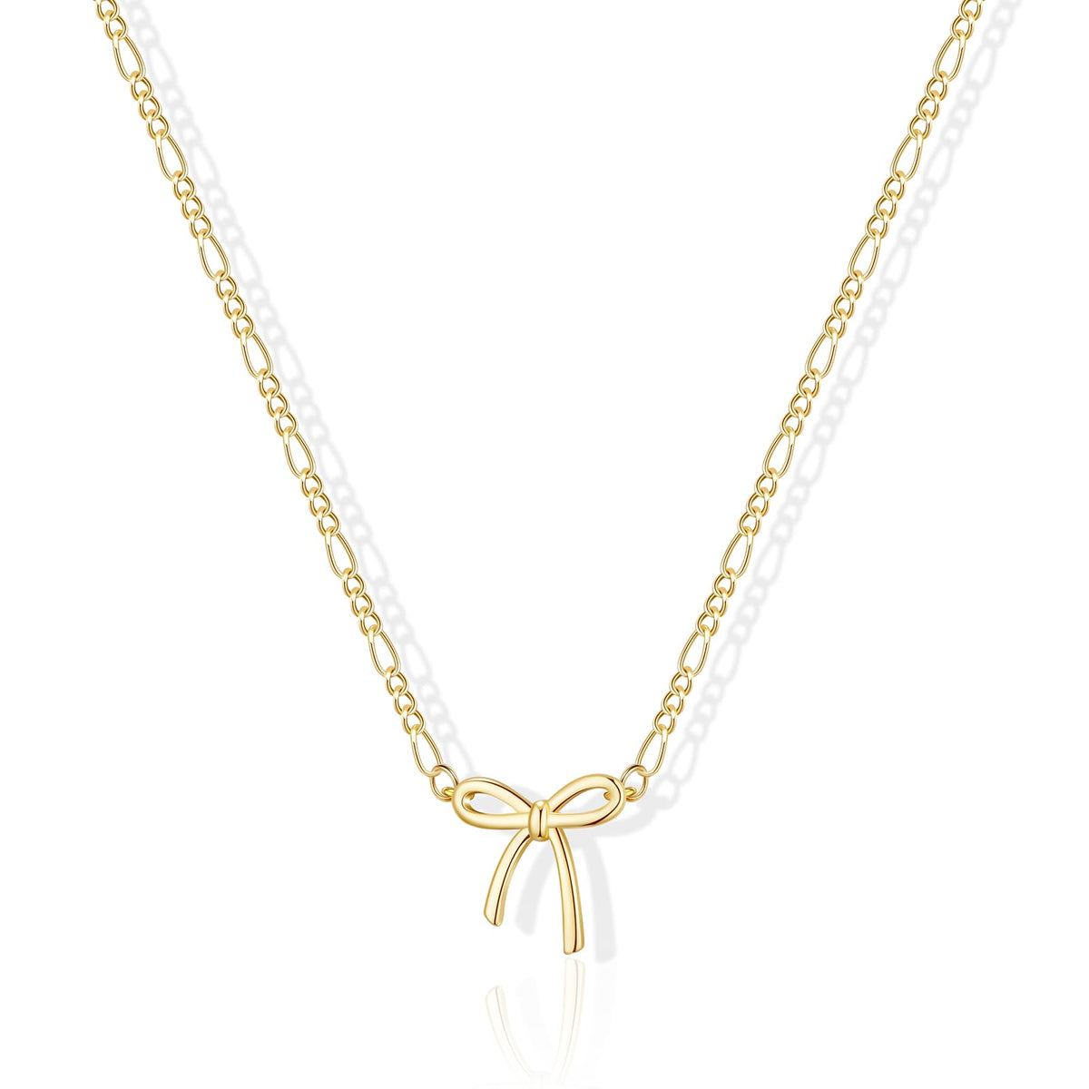 Gold Necklace for Women 14K Gold Plated Dainty Pendant Chain Puffy Heart Italian Horn Radiant Sun Compass CZ Teardrop Bow Charm Trendy Jewelry Gift
