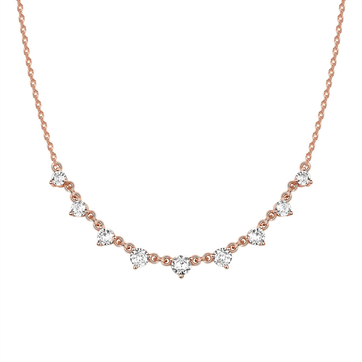 PAVOI 14K Gold Plated Station Necklace - Simulated Diamond Layering Necklaces - Womens CZ Chain