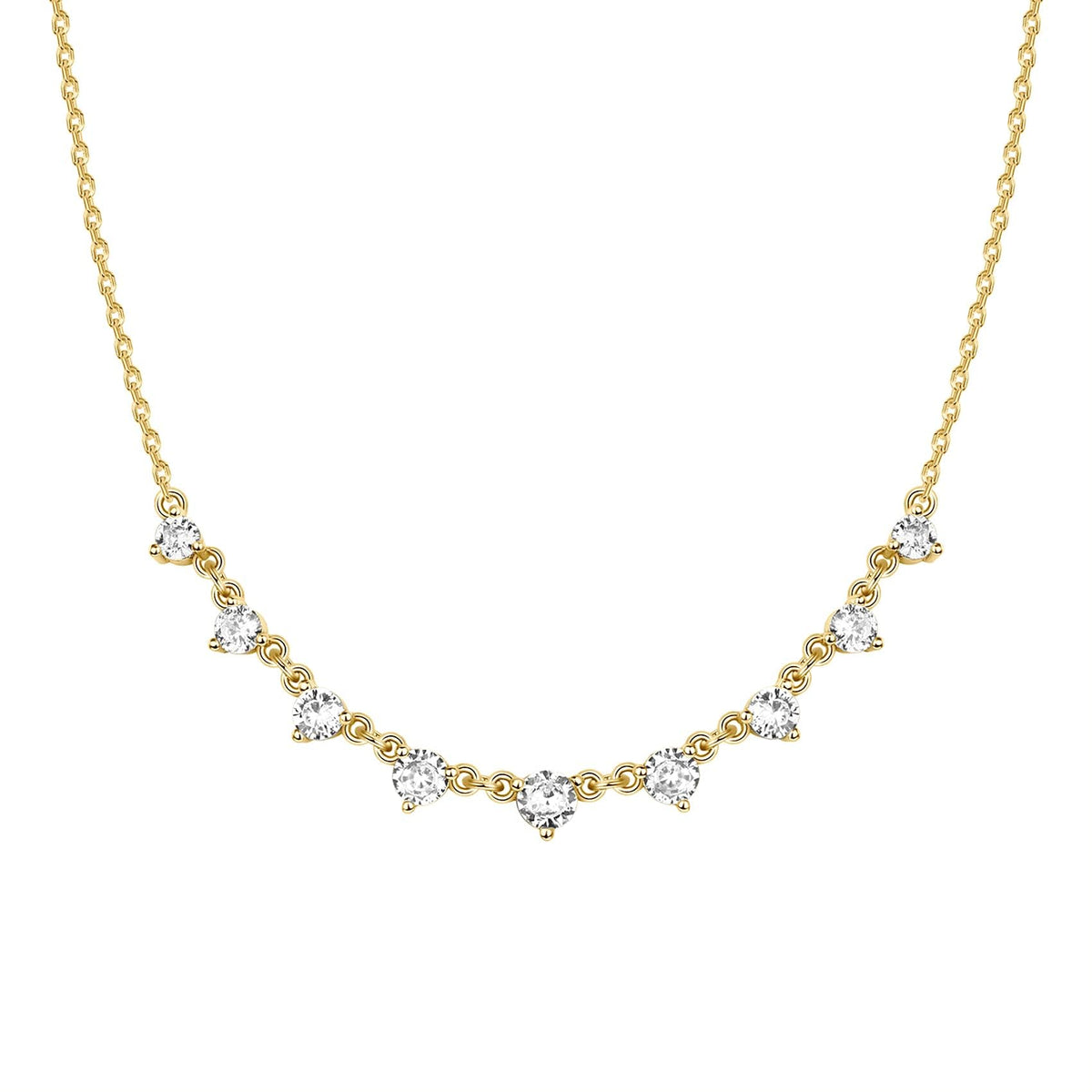 PAVOI 14K Gold Plated Station Necklace - Simulated Diamond Layering Necklaces - Womens CZ Chain
