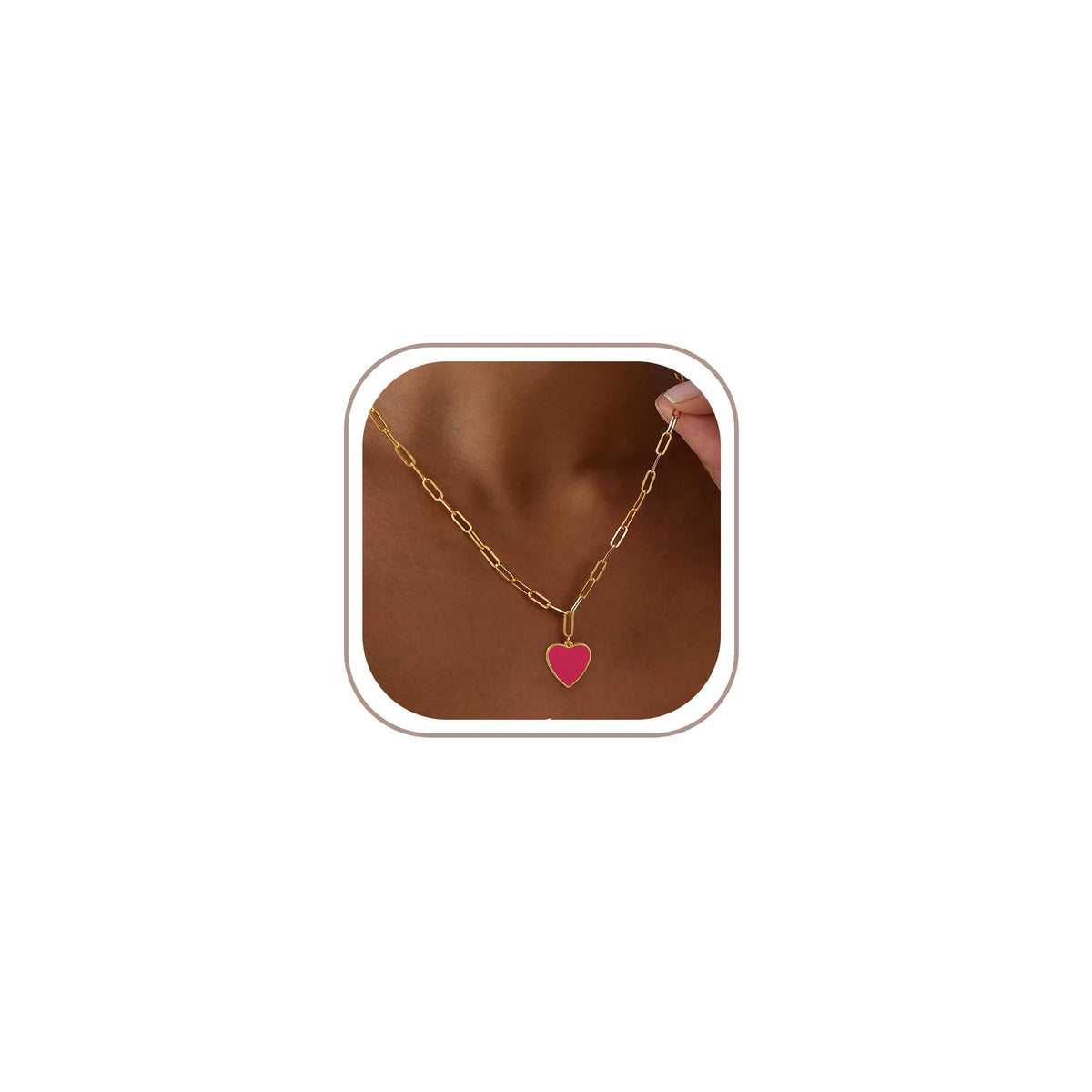 Freekiss Gold Pendant Necklace for Women, Dainty Diamond Necklaces for Women Simple 14K Gold Plated Paperclip Choker Necklaces Cute Minimalist Open Oval Necklaces Gold Jewelry for Women Gifts