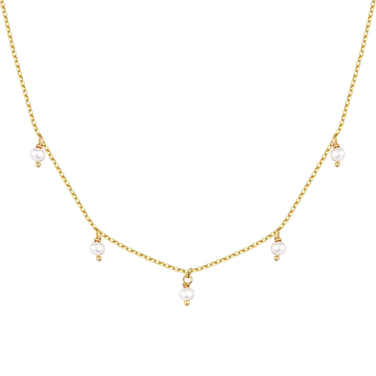PAVOI 14K Gold Plated Station Necklace - Simulated Diamond Layering Necklaces - Womens CZ Chain