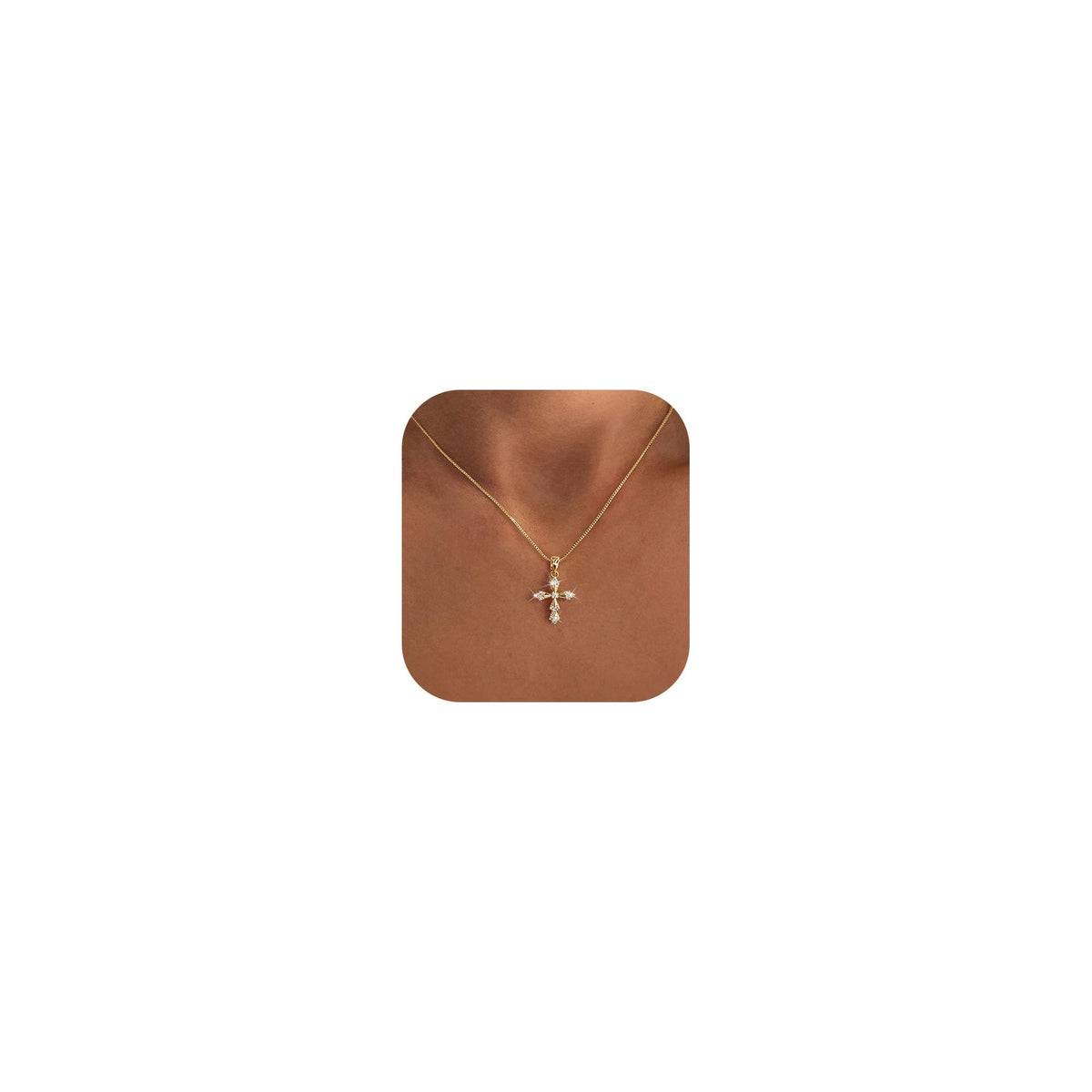 Cross Necklace for Women,Double Cross Necklace 14K Gold Plated Cross Pendant Necklace Dainty Gold Cross Necklaces for Women Trendy Small Cross Charm Necklace Simple Cute Choker Necklaces Gold Jewery