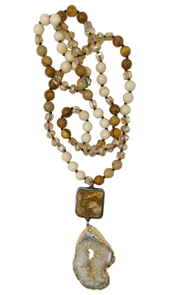 Yomisa Boho Necklaces for Women Men Long,33/34/35 Inch Natural Turquoise Tiger Eye Beaded Stone Pendant Necklaces for Women Trendy,Handmade Bohemian Western Bead Necklace Fashion Charm Jewelry Gift
