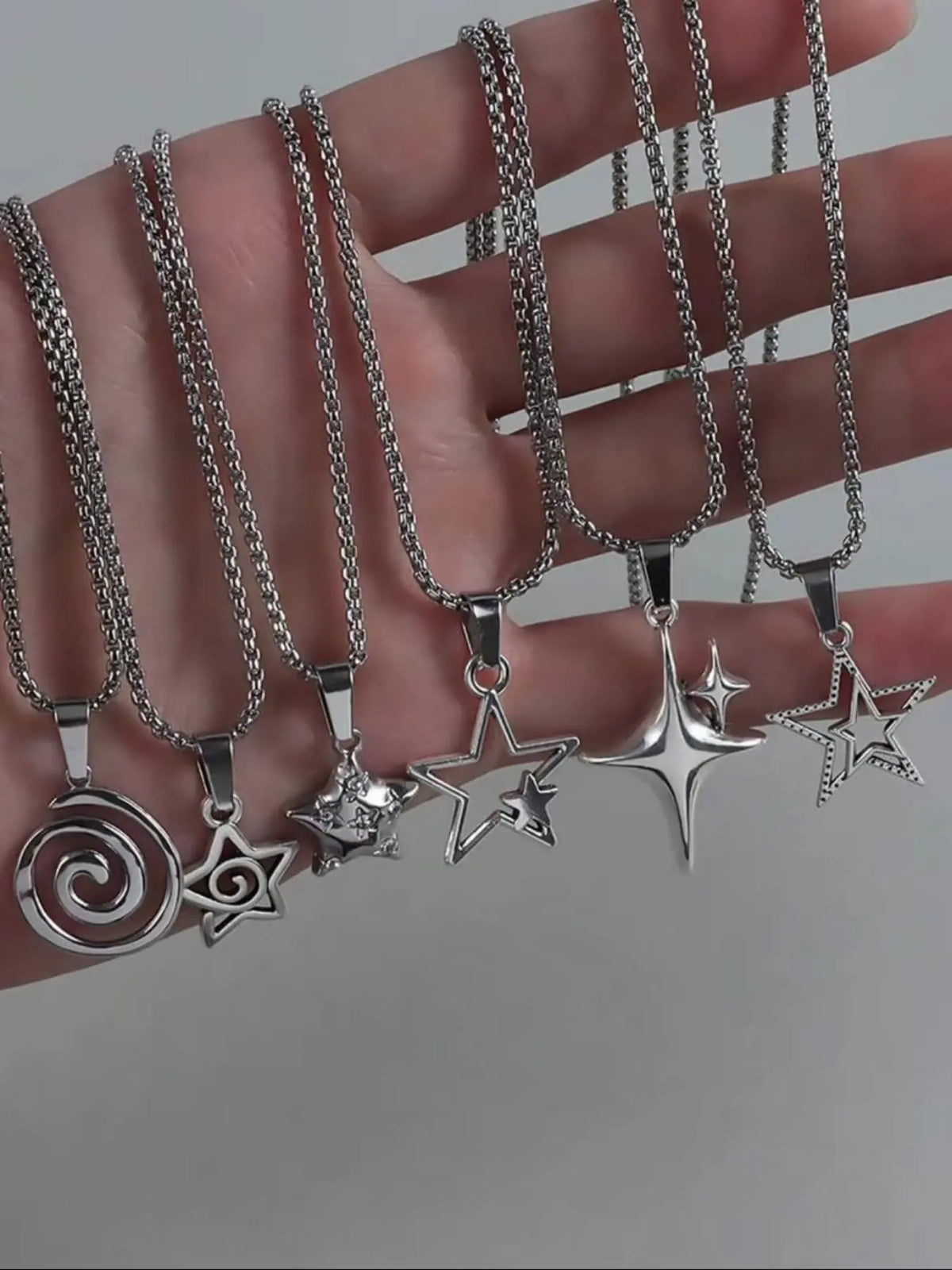 Vintage Gothic Stainless Steel Chain Necklace Set, 6-Piece Punk-Style Pendant Jewelry for Women and Men, Ideal Gift for All Occasions