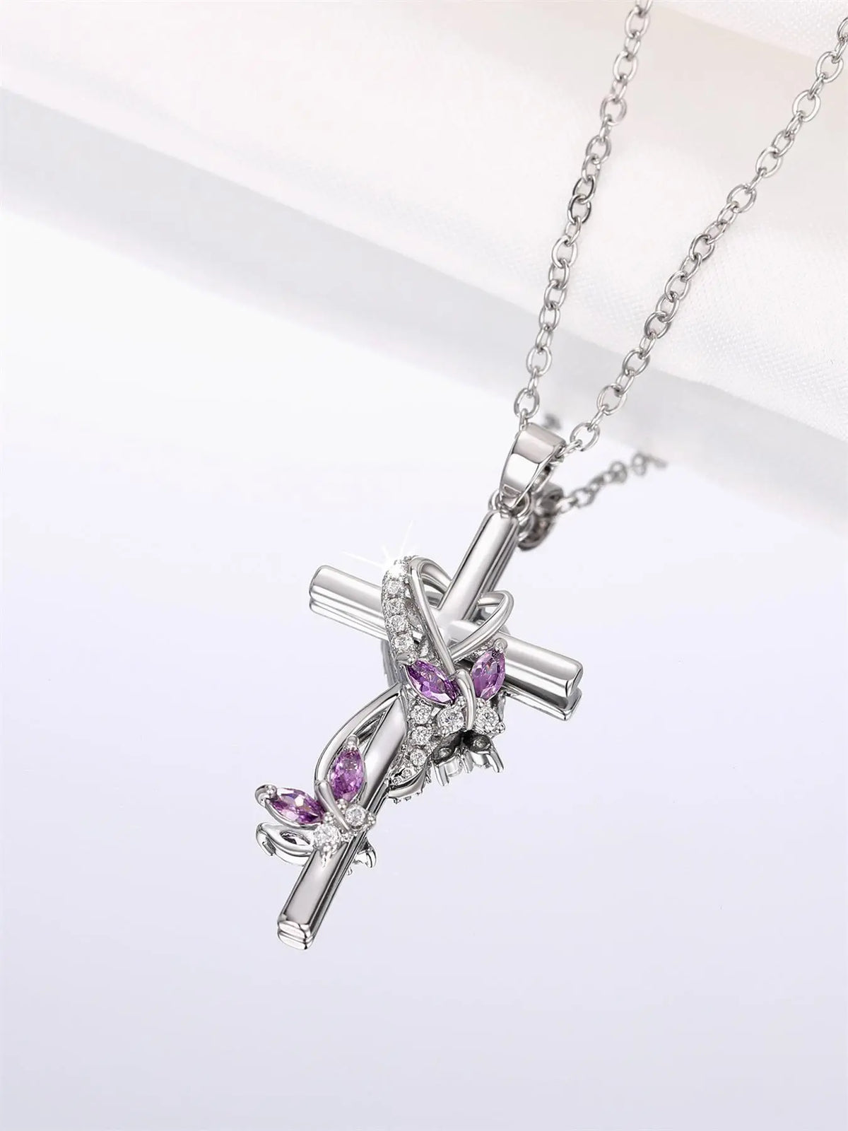 Women's Elegant Cross Charm Decor Pendant Necklace, Exquisite Trendy Pendant Necklace, Chic Jewelry As Gift for Girlfriend, Coptic Cross Necklace, Faith Necklace, Cross Chain Design