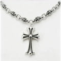 Vintage Cross Pendant Necklace, Unisex Silver Stainless Steel Chain, Trendy Y2K Street Style Jewelry for Men Women