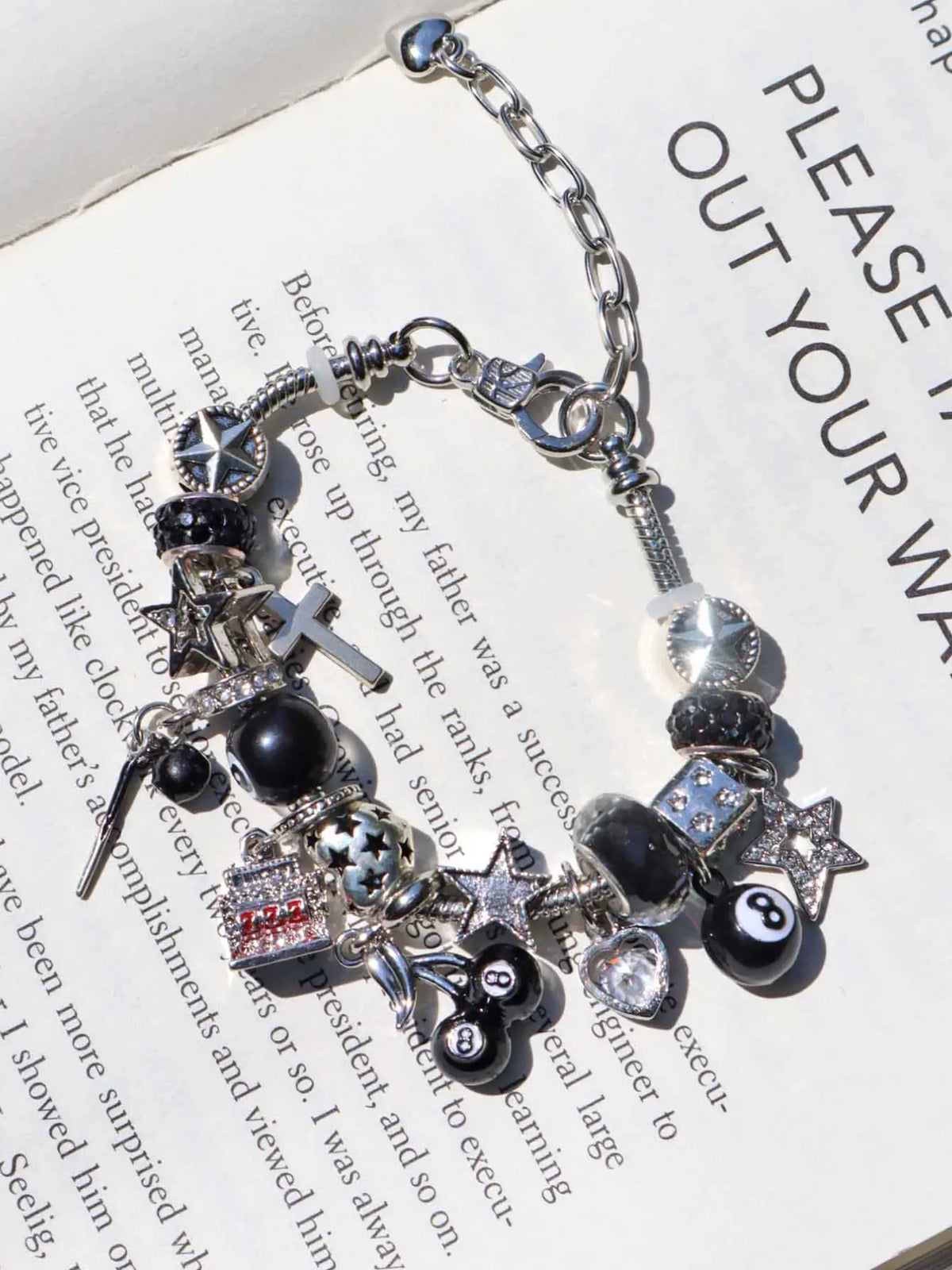 8-Ball Cherry Charm Bracelet, Star Girl Bracelet, Devil Number 777 Bracelet, Fashion Street Retro Heart Bracelet, Beaded Charm Bracelet, Bracelet With Charms, Fashionable Bracelet, Jewelry Bracelet