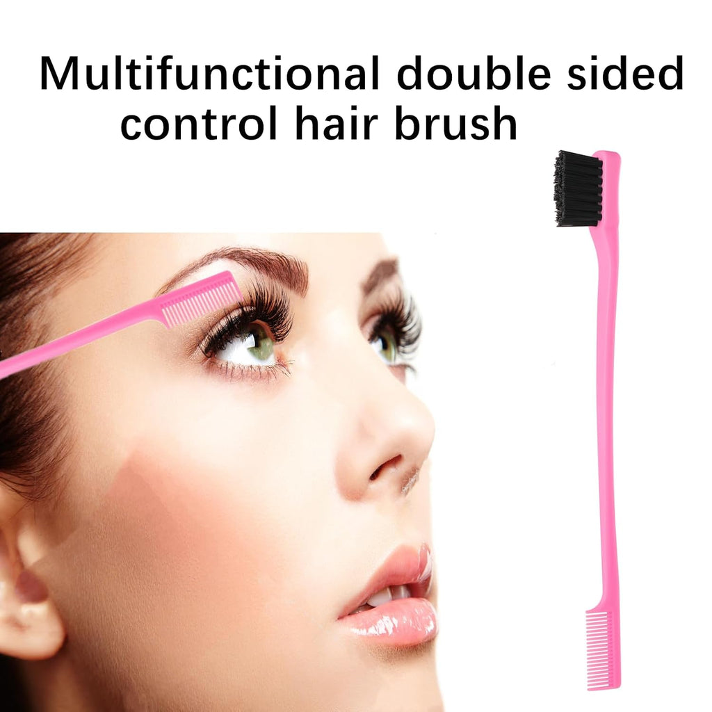 ZVOREI 8Pcs Hair Brushes Set with 4Pcs Topsy Hair Tail Tools 1Pcs Bristle Teasing Hair Brush 1Pcs Edge Control Brush 2Pcs Metal Pin Rat Tail Combs for Woman Girl Hair Styling,Edge&Back Brushing,Pink