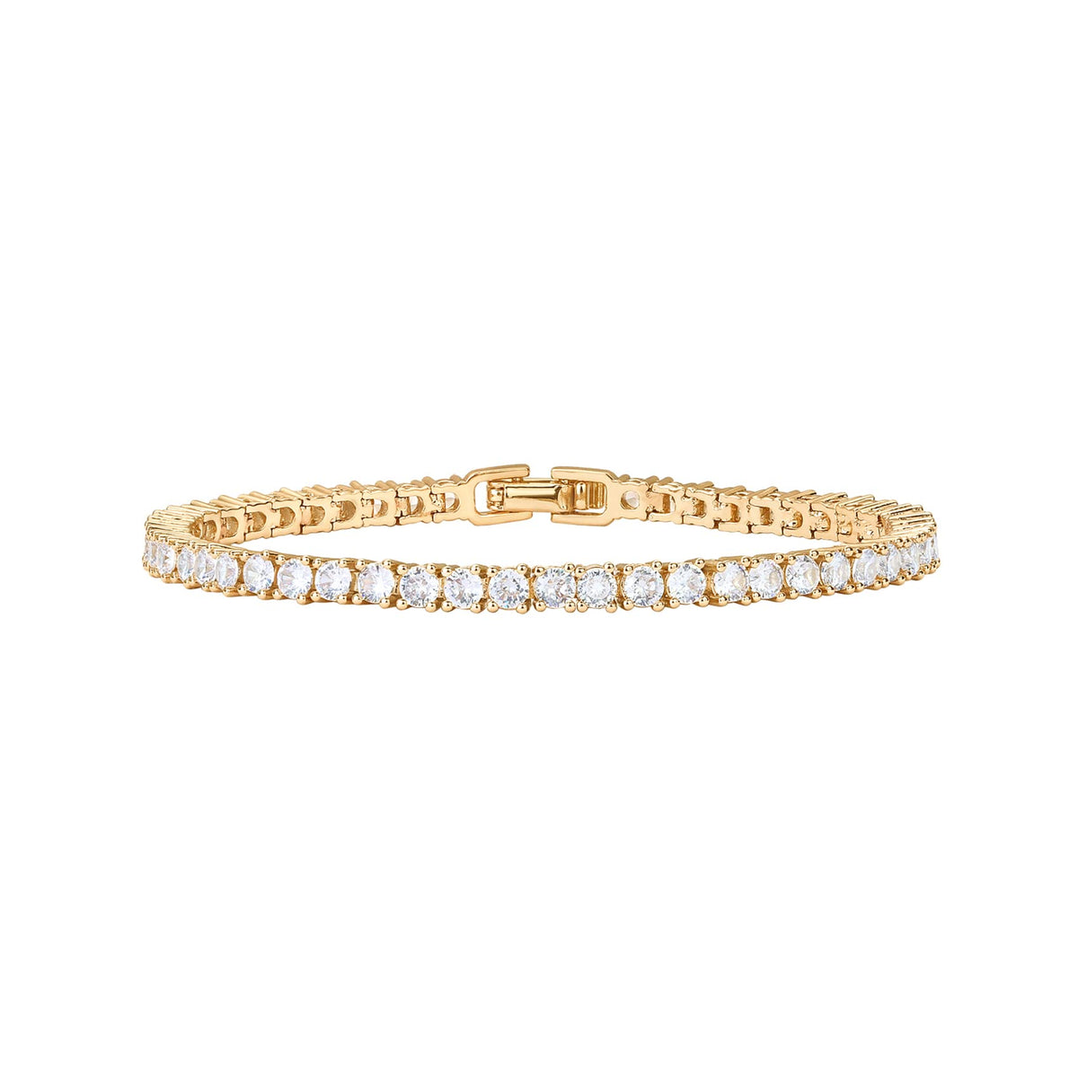 PAVOI 14K Gold Plated 3mm Cubic Zirconia Classic Tennis Bracelet | Gold Bracelets for Women