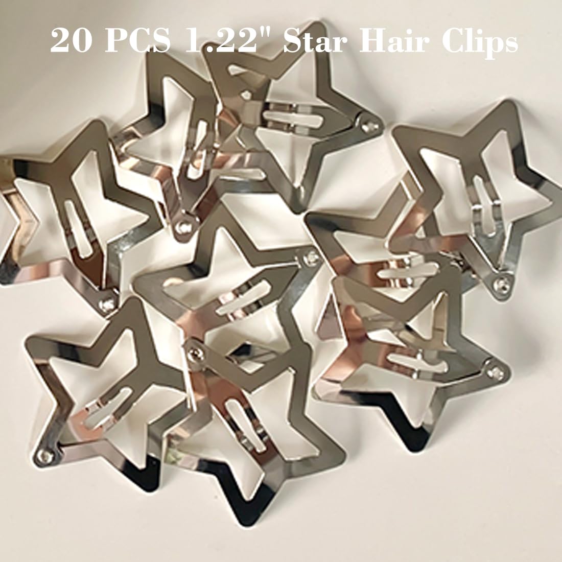 20 PCS 1.22" Star Hair Accessories - Non-Slip Metal Snap Clips and Barrettes for Girls & Women, Y2K Style