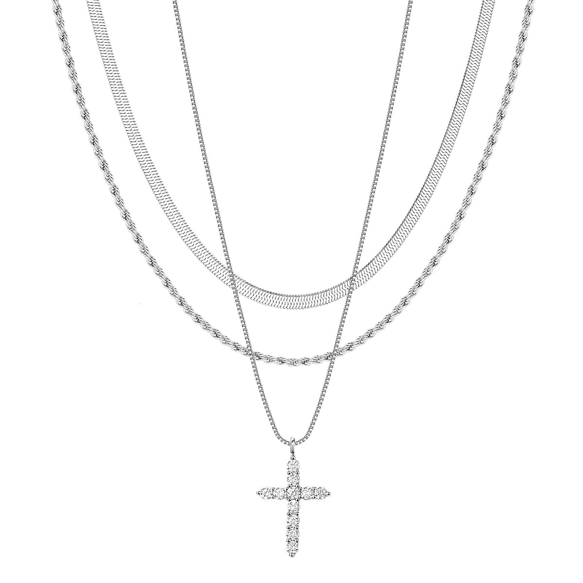 Poxtex Cross Necklace for Women Teen Girls, Dainty 14K Gold Silver Plated Cross Choker Jewelry Non Tarnish Waterproof Cute Simple Small Necklace Christian Baptism Religious Faith Jewelry Gifts