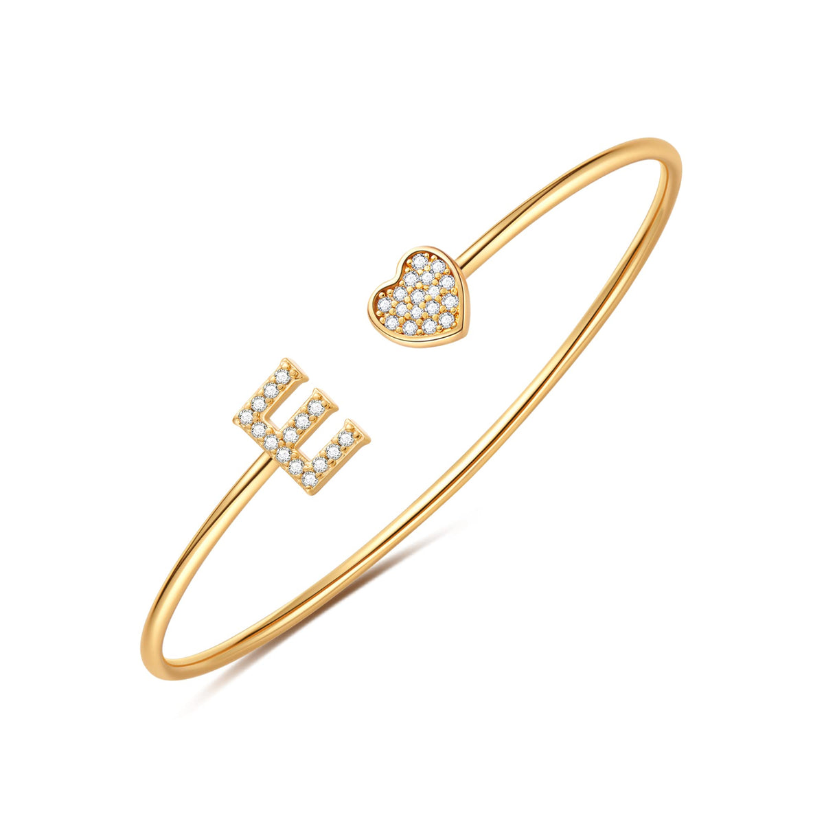 Gold Initial Bracelets for Women Girls, 14K Gold Plated Gold Bangle Bracelets for Women Girls Dainty Gold Initial Bracelets Heart Bracelets for Women Girls Bridesmaids Bracelets Gifts