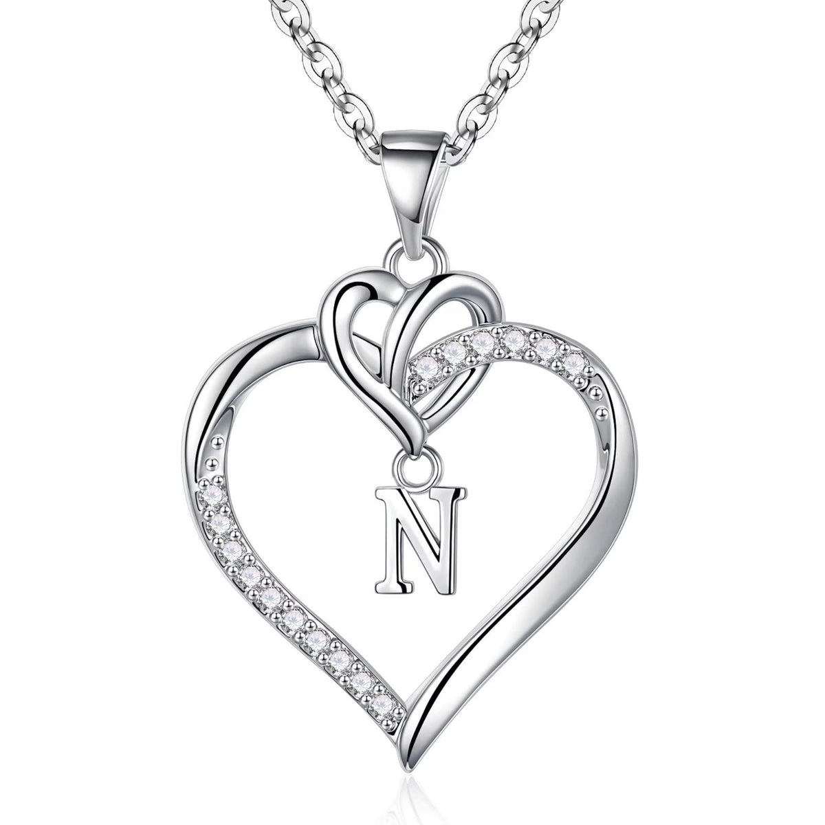 STORUP Heart Initial Necklaces for Women Girls, 14K-Gold-Plated Initial A-Z Heart Necklaces for Teen Girl Jewelry Birthday Gifts for Girls Women Her Wife Mom