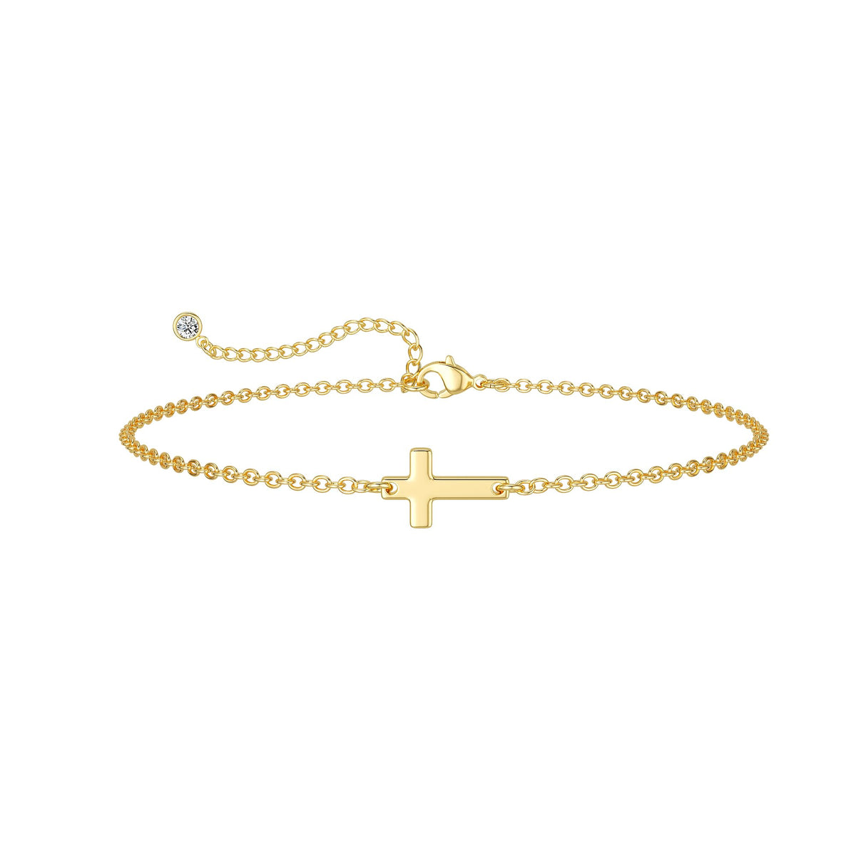 Moodear Cross Bracelet for Women, Dainty 925 Sterling Silver/14k Gold Plated CZ Chain Bracelets for Women Graduation Gift 2026 for Teen Religious Christian Basket Stuffers Jewelry