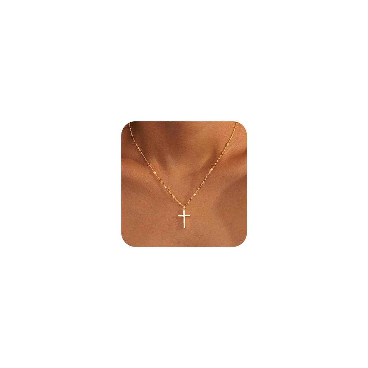 Poxtex Cross Necklace for Women Teen Girls, Dainty 14K Gold Silver Plated Cross Choker Jewelry Non Tarnish Waterproof Cute Simple Small Necklace Christian Baptism Religious Faith Jewelry Gifts