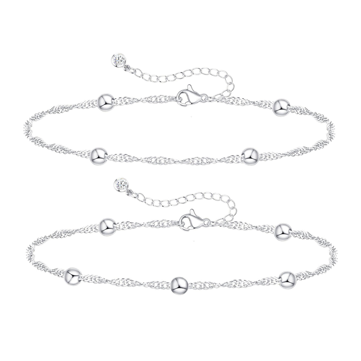 KOHOTA Silver Gold Bracelets for Women Trendy 14K Gold Plated Bracelet for Women Non Tarnish Dainty Stackable Layered Chain Heart Pearl Knot Beaded Bracelets Stack Set Charm Mothers Day Jewelry Gifts