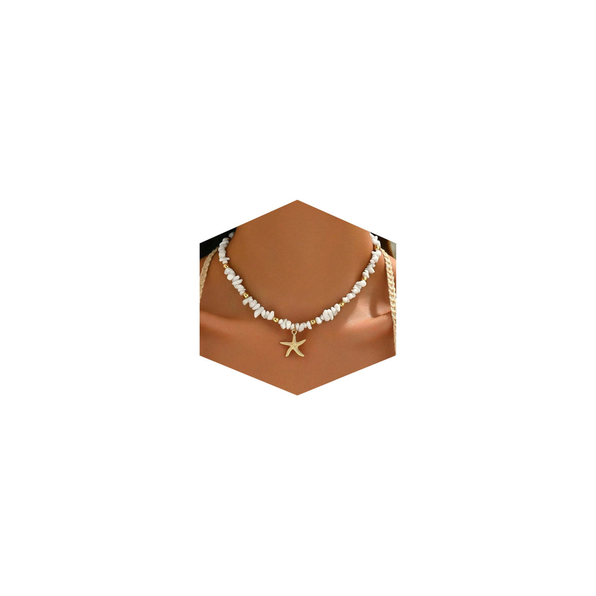 Shell Starfish Necklace for Women, 14k Gold Plated Boho Layered Beaded Charm Pendant Necklace, Dainty Adjustable Pearl Conch Summer Beach Vacation Jewelry Gifts