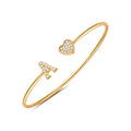 Gold Initial Bracelets for Women Girls, 14K Gold Plated Gold Bangle Bracelets for Women Girls Dainty Gold Initial Bracelets Heart Bracelets for Women Girls Bridesmaids Bracelets Gifts