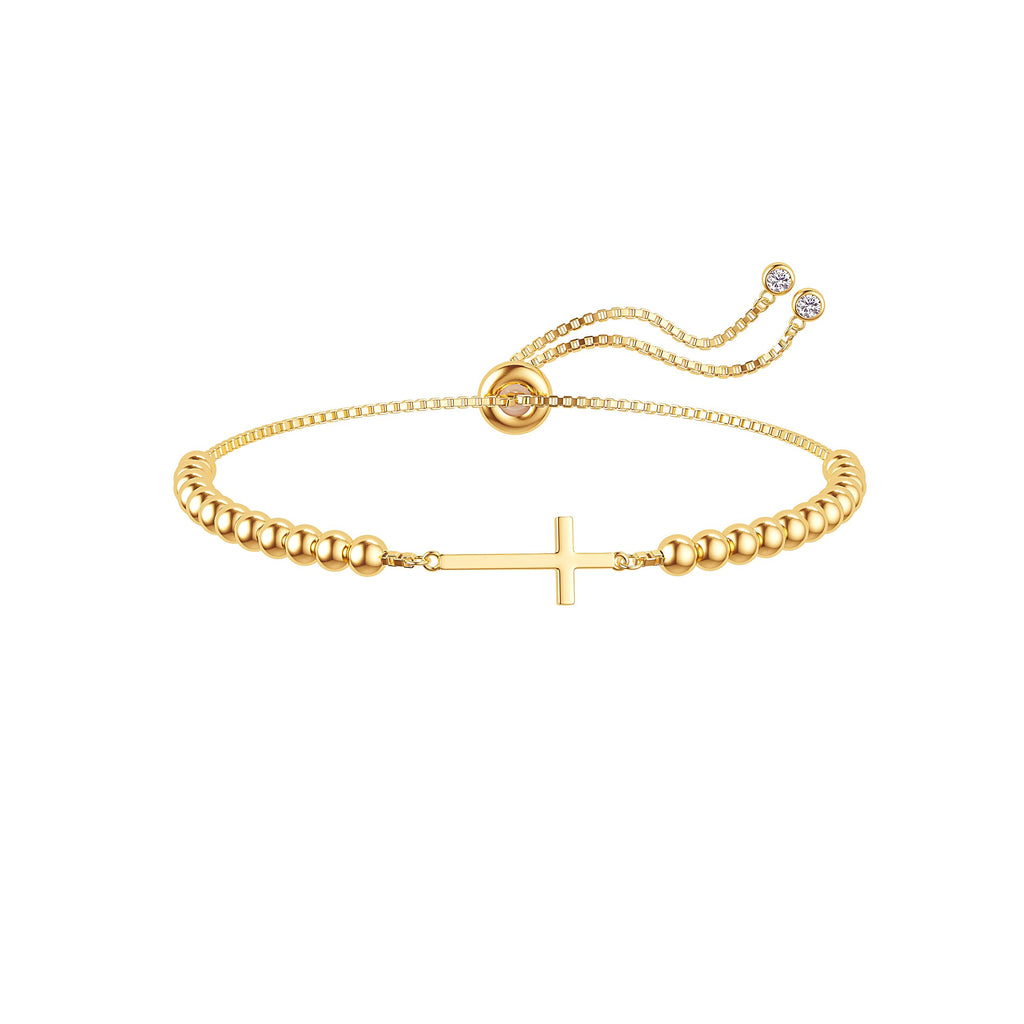 Moodear Cross Bracelet for Women, Dainty 925 Sterling Silver/14k Gold Plated CZ Chain Bracelets for Women Graduation Gift 2026 for Teen Religious Christian Basket Stuffers Jewelry