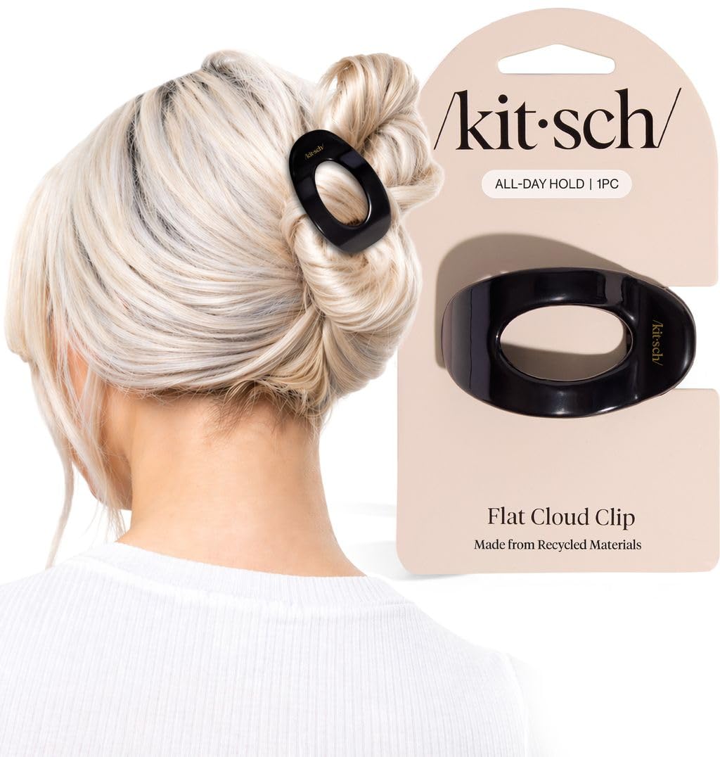 Kitsch Small Flat Claw Clips for Women - Stylish Flat Hair Clips, Strong Hold for Thick & Fine Hair | Non-Slip for Secure, Comfortable All-Day Wear -Tortoise Design