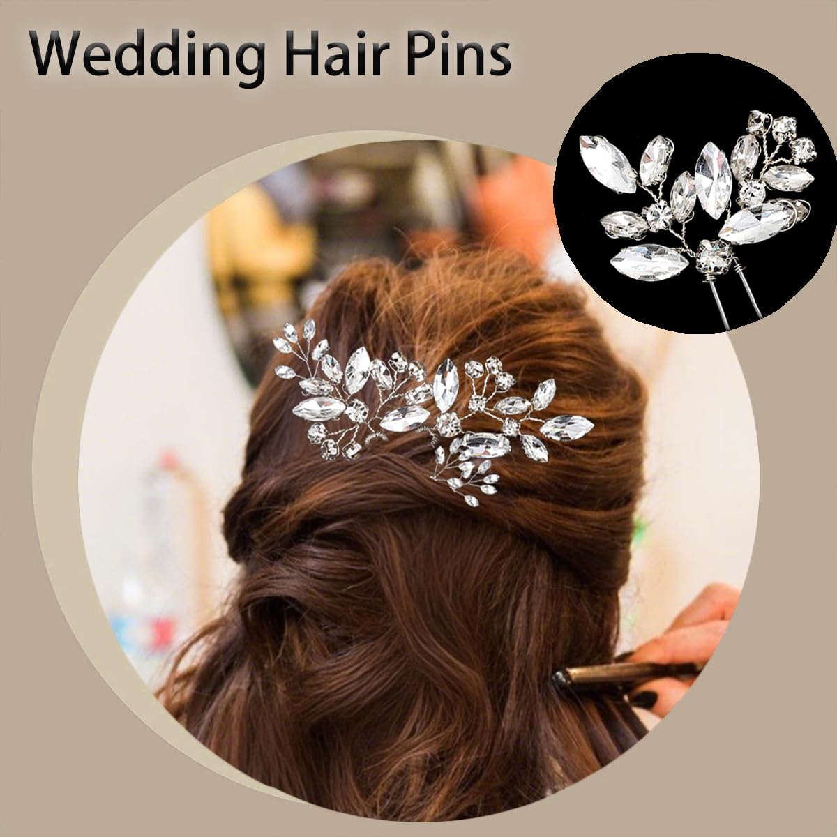 10 pcs Bride Hair Pins Rhinestone Bridal Hair Piece for Women Crystal Hair Accessories for Bride Bridesmaids Flower Girls(Silver Classic)