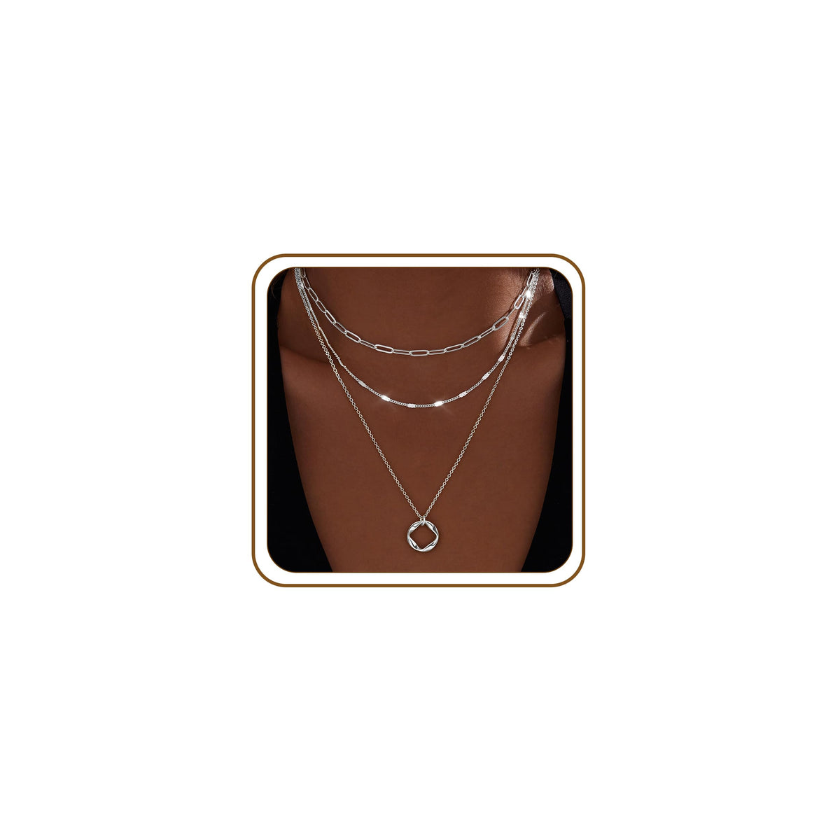 Poxtex Layered Gold Necklaces for Women, Stackable Dainty 14K Gold Silver Plated Trendy Simple Heart Diamond Cross Bow Circle Pendant Paperclip Choker Dot Chain Necklace,Jewelry Set Gifts for Women