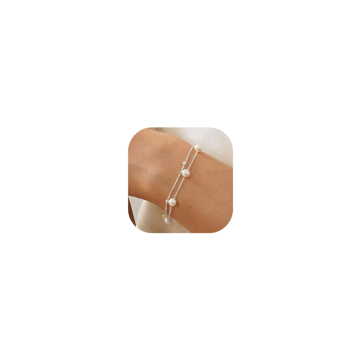 KOHOTA Silver Gold Bracelets for Women Trendy 14K Gold Plated Bracelet for Women Non Tarnish Dainty Stackable Layered Chain Heart Pearl Knot Beaded Bracelets Stack Set Charm Mothers Day Jewelry Gifts