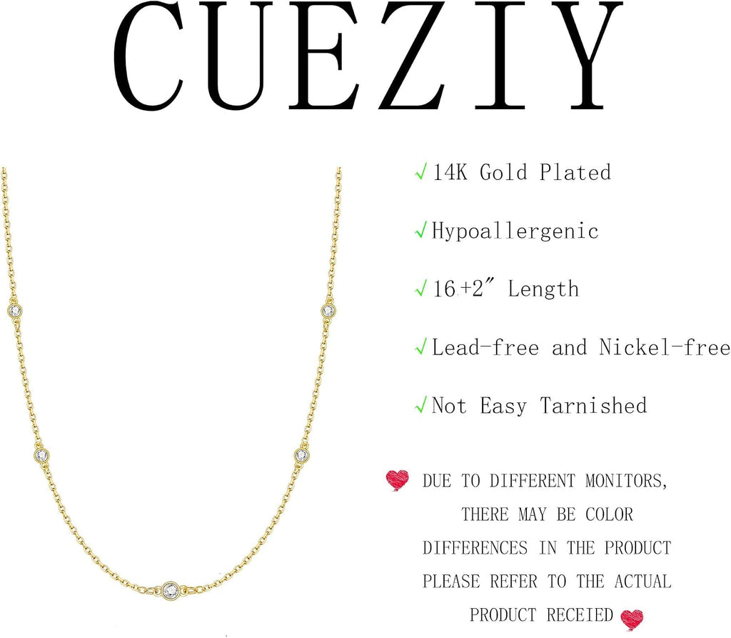Dainty Silver Gold Necklaces for Women Cute Station Choker Simulated Diamond Necklace Simple Layering CZ Necklace Trendy Jewelry Gifts