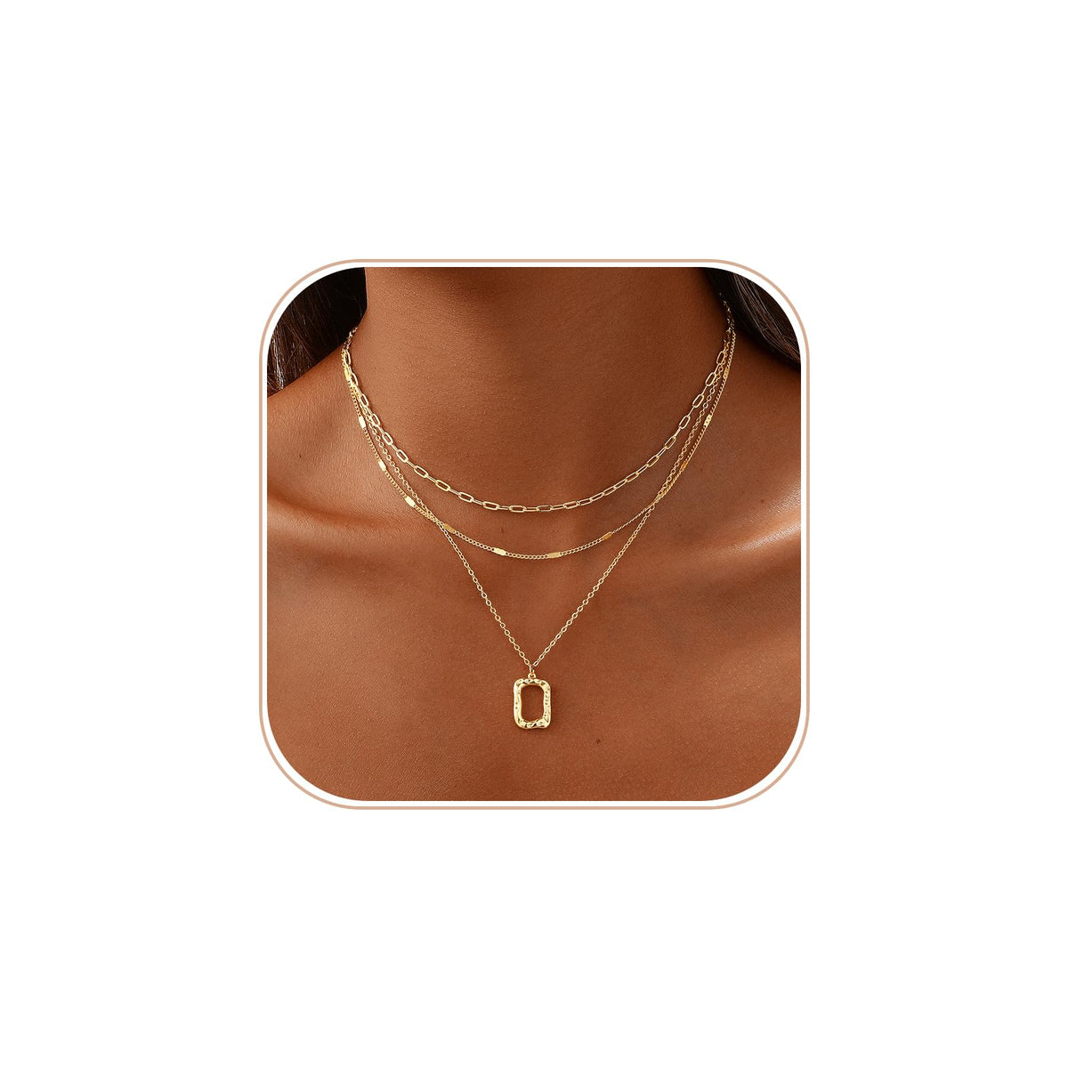 Gold Necklace for Women 14K Gold Plated Layered Cross Bar Necklace Herringbone Figaro Paperclip Flat Chain Cute Charm Accessories Non Tarnish Jewelry Set Gifts for Women