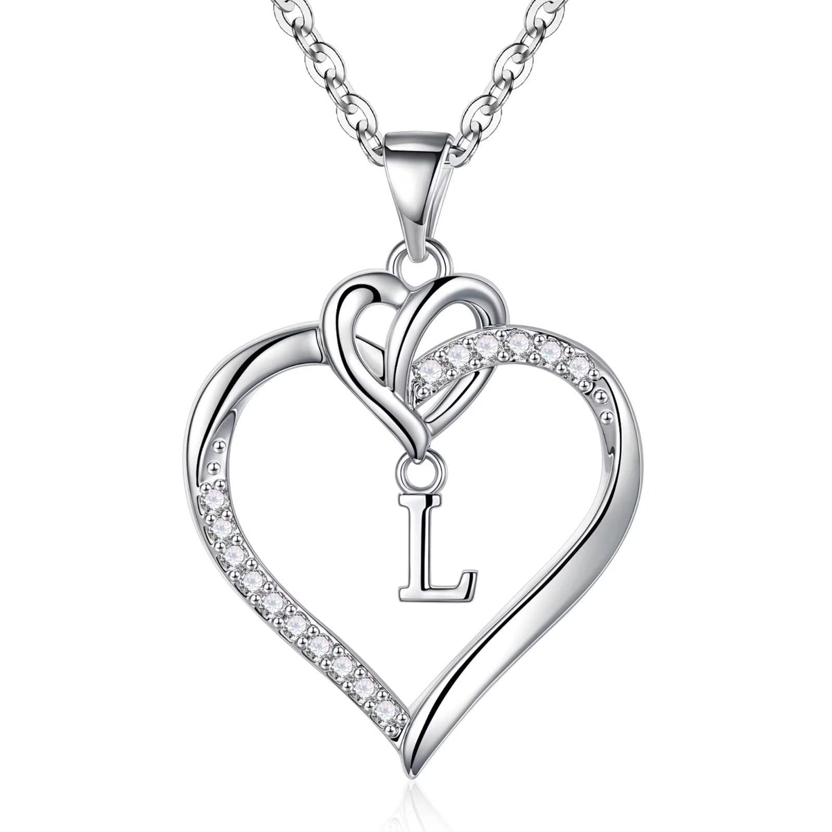 STORUP Heart Initial Necklaces for Women Girls, 14K-Gold-Plated Initial A-Z Heart Necklaces for Teen Girl Jewelry Birthday Gifts for Girls Women Her Wife Mom