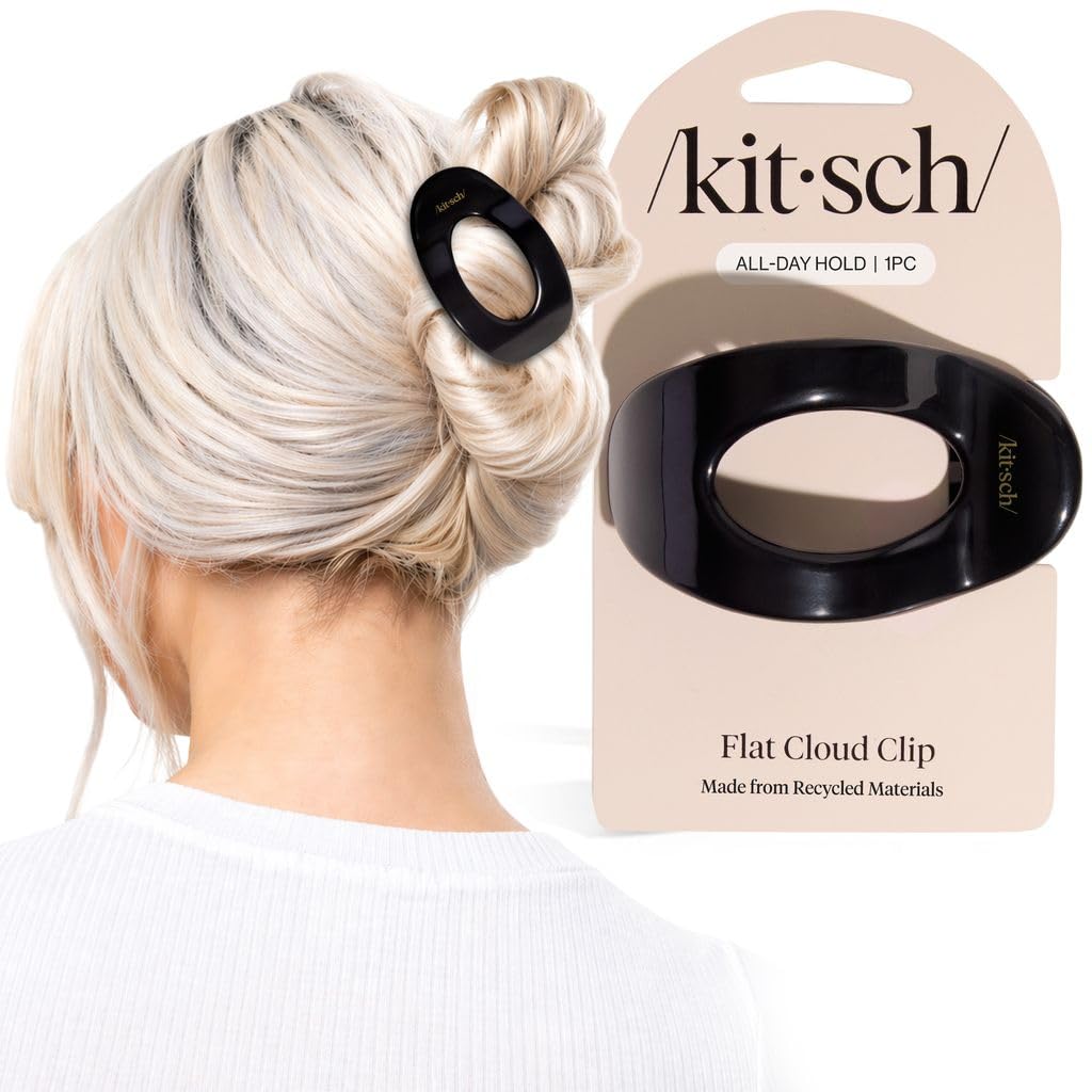 Kitsch Small Flat Claw Clips for Women - Stylish Flat Hair Clips, Strong Hold for Thick & Fine Hair | Non-Slip for Secure, Comfortable All-Day Wear -Tortoise Design