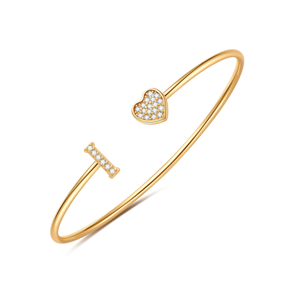 Gold Initial Bracelets for Women Girls, 14K Gold Plated Gold Bangle Bracelets for Women Girls Dainty Gold Initial Bracelets Heart Bracelets for Women Girls Bridesmaids Bracelets Gifts