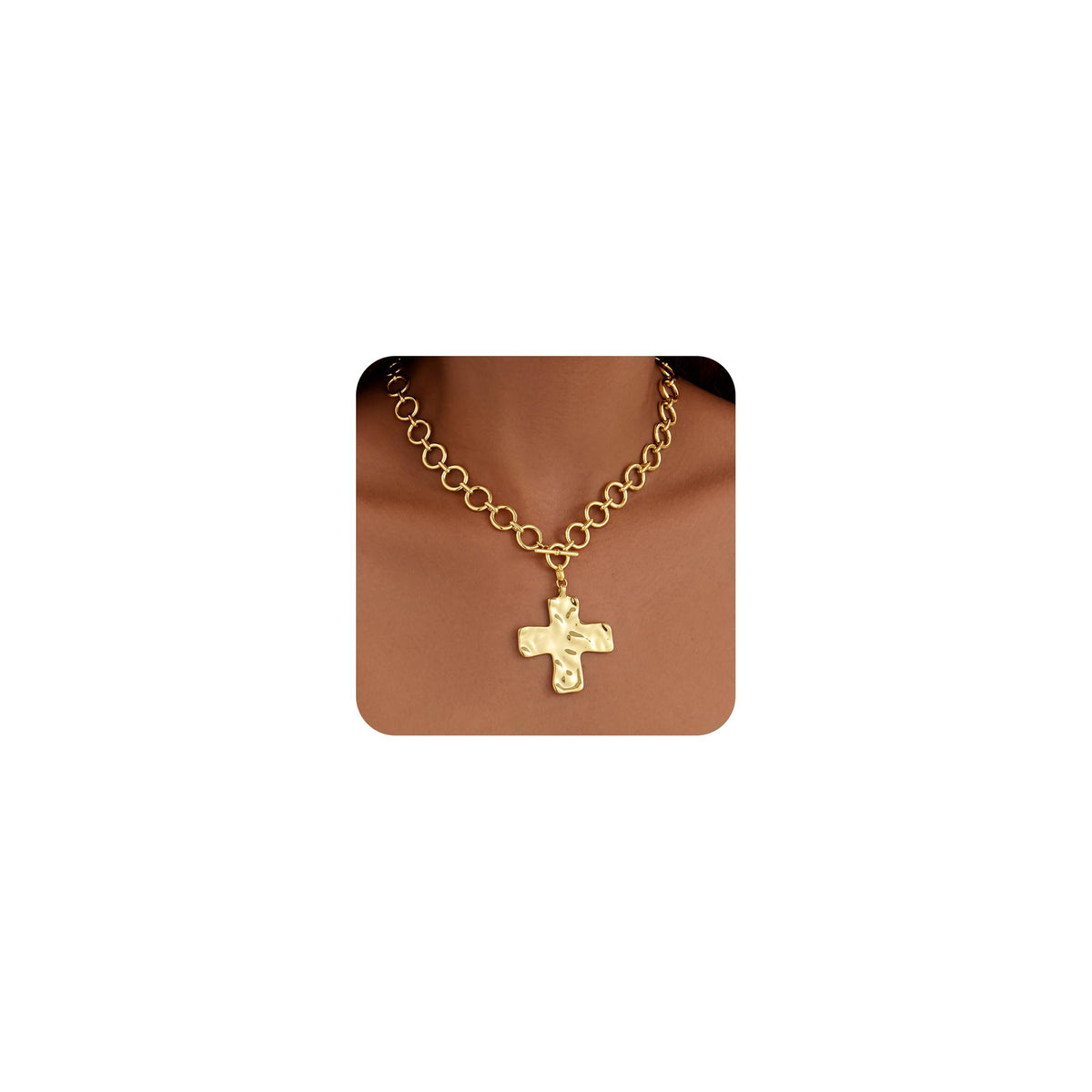 Poxtex Cross Necklace for Women Teen Girls, Dainty 14K Gold Silver Plated Cross Choker Jewelry Non Tarnish Waterproof Cute Simple Small Necklace Christian Baptism Religious Faith Jewelry Gifts