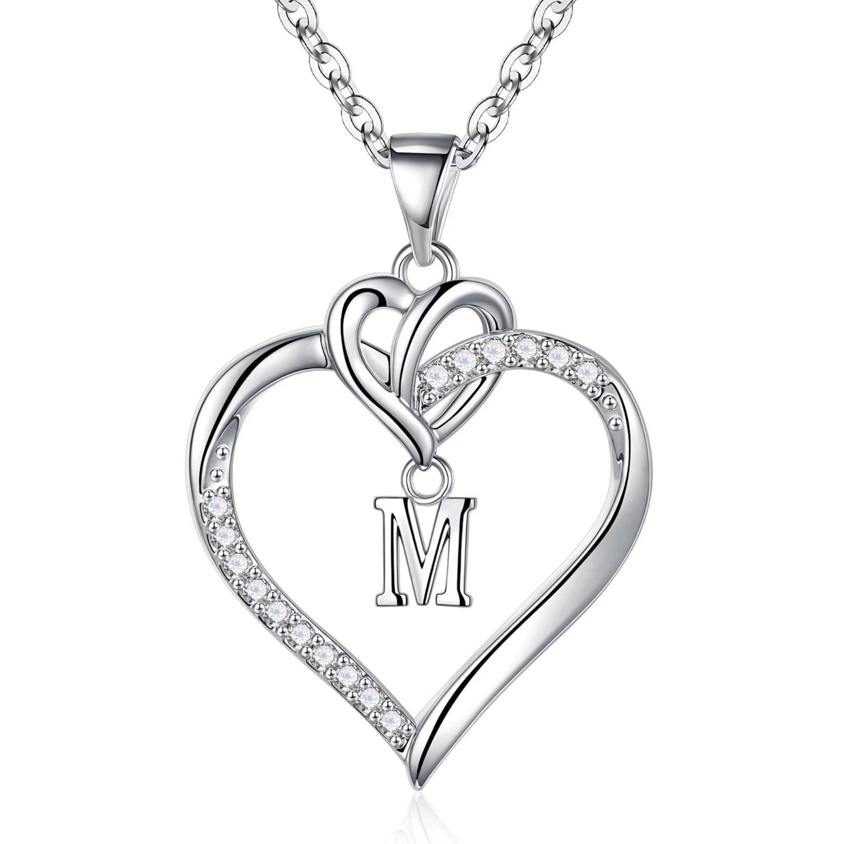 STORUP Heart Initial Necklaces for Women Girls, 14K-Gold-Plated Initial A-Z Heart Necklaces for Teen Girl Jewelry Birthday Gifts for Girls Women Her Wife Mom